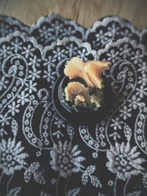 Load image into Gallery viewer, Gothic Amber. natural perfume. Dark amber fit for bayous, lace chokers, sterling heart lockets, black cameos, and tasseomancy. October 2024