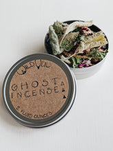 Load image into Gallery viewer, Ghost incense. Perfumer-grown cured herbs and woods. Dominican sage, northern white cedar, scented geranium, patchouli.
