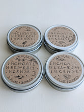 Load image into Gallery viewer, Inchoate Neri-Koh Incense. Zaatar, Malawi camphor basil, scented geranium, black sage, roses (alba, moss, damask, musk, and gallica), apricots, cardamom, wild fir balsam and red spruce boughs.