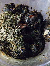 Load image into Gallery viewer, Inchoate Neri-Koh Incense. Zaatar, Malawi camphor basil, scented geranium, black sage, roses (alba, moss, damask, musk, and gallica), apricots, cardamom, wild fir balsam and red spruce boughs.