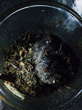 Load image into Gallery viewer, Inchoate Neri-Koh Incense. Zaatar, Malawi camphor basil, scented geranium, black sage, roses (alba, moss, damask, musk, and gallica), apricots, cardamom, wild fir balsam and red spruce boughs.