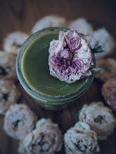 Load image into Gallery viewer, Rose Milk. enfleurage perfume. rosa centifolia, milk oolong, calamondin enfleurage, tahitian vanilla, mysore sandalwood, khadrawi dates. February 2022