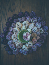 Load image into Gallery viewer, Rose Milk. enfleurage perfume. rosa centifolia, milk oolong, calamondin enfleurage, tahitian vanilla, mysore sandalwood, khadrawi dates. February 2022