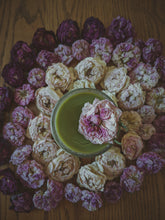 Load image into Gallery viewer, Rose Milk. enfleurage perfume. rosa centifolia, milk oolong, calamondin enfleurage, tahitian vanilla, mysore sandalwood, khadrawi dates. February 2022