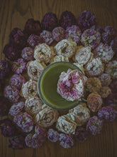 Load image into Gallery viewer, Rose Milk. enfleurage perfume. rosa centifolia, milk oolong, calamondin enfleurage, tahitian vanilla, mysore sandalwood, khadrawi dates. February 2022