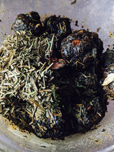 Load image into Gallery viewer, Inchoate Neri-Koh Incense. Zaatar, Malawi camphor basil, scented geranium, black sage, roses (alba, moss, damask, musk, and gallica), apricots, cardamom, wild fir balsam and red spruce boughs.